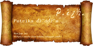 Petrika Ádám névjegykártya